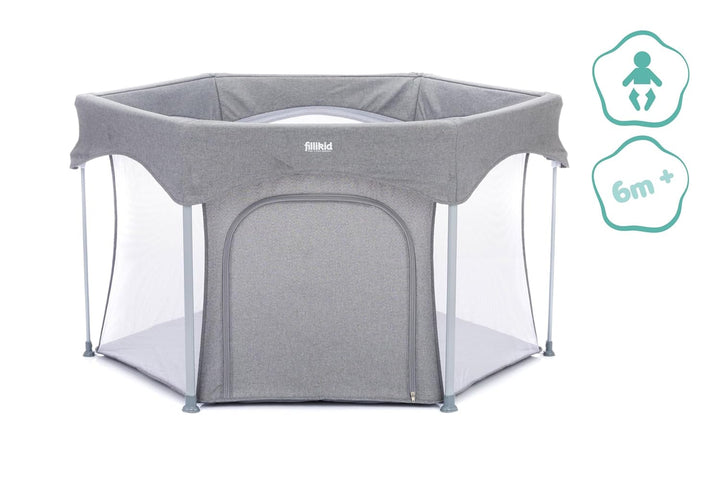 Fillikid Laufgitter 6-eckig Athen Exklusiv | Laufstall Baby klein klappbar & Tragetasche | Kinder Sc