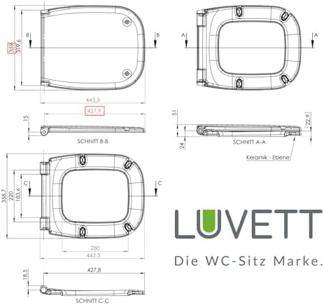 LUVETT® D260 Toilettendeckel mit Absenkautomatik D Form Weiss - SoftClose Klodeckel Abnehmbar - Klob