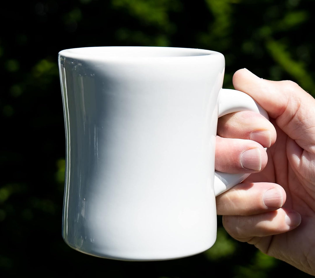 Culver 284 ml grosse Keramik Kaffeebecher im Retro-Stil, schwere Restaurant-Tasse, 2-Finger-C-Griff