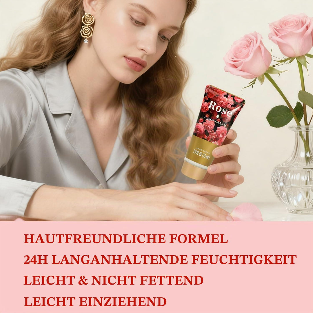 SPA LUXETIQUE Wellness Set für Frauen - 8tlg Rosenduft Bade Geschenkset mit Duschgel,Bodylotion,Scha