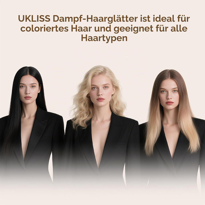 UKLISS Dampfglätteisen, Glätteisen Breit 40MM mit LCD Display, Steam Haarglätter Leistungsstarker Da