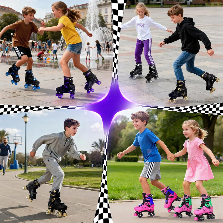 Nattork Rollschuhe Kinder, Verstellbare Rollschuhe für Kinder Jungen Mädchen, 4 Grössen Verstellbar