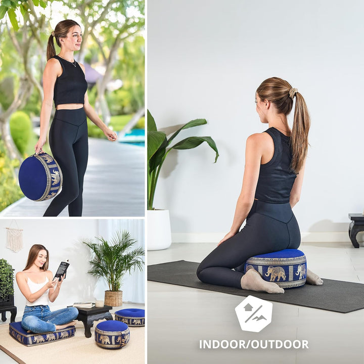 Livasia Meditationskissen Thaiseide, Yogakissen klein mit Kapok, Pouf, Bodenkissen Yoga Zen Meditati