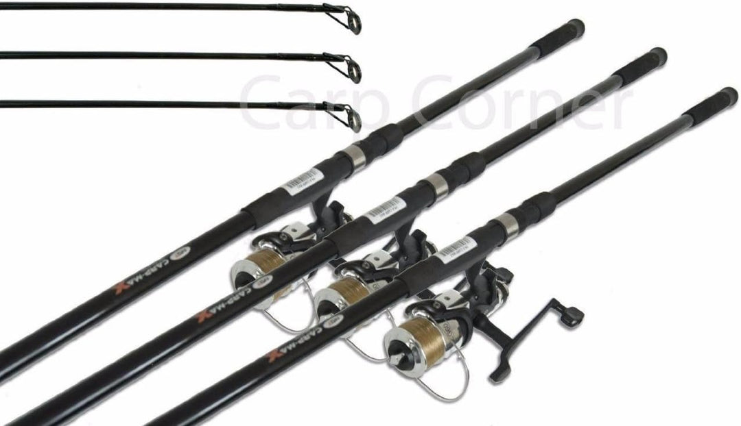 ngt Karpfenangel-Setup 9 x 3,6 m, 2 Stück Karpfenruten, 1,2 kg und 3 x Köderläufer-Rollen mit Schnur
