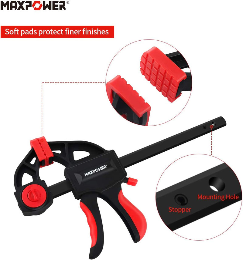 MAXPOWER 4-tlg. 150 mm 6-Zoll-Ratschenschraubenklemme für Holzarbeiten Modellbau-Stabklemmensatz 150