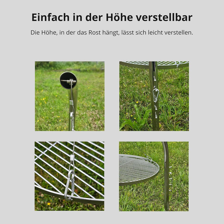 HeRo24 Grillgalgen Schwenkgrill 3,5cm Rohr mit Erdspies aus Edelstahl T210 Ohne Rost !
