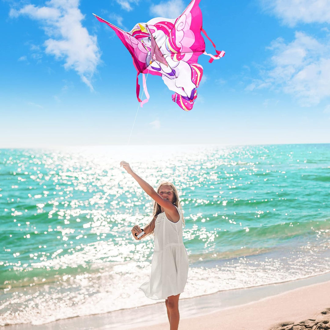 JOYIN Einhorn Drachen,Drachen für Kinder und Erwachsene,grosser Stranddrachen 43.3'' für Spiele und