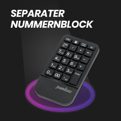 Perixx PERIDUO-606A, 3-in-1 Kabellose kompakte ergonomische Tastatur mit vertikaler Maus und numeris