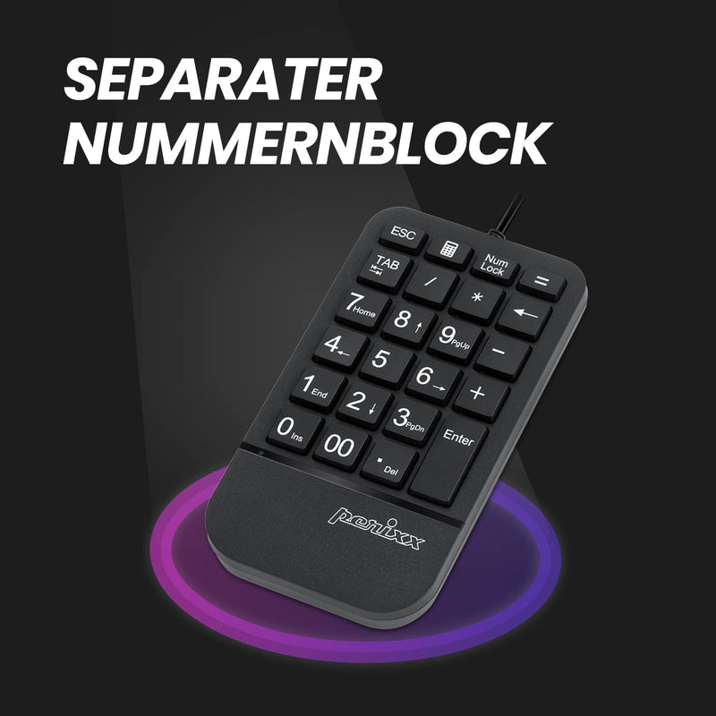 Perixx PERIDUO-606A, 3-in-1 Kabellose kompakte ergonomische Tastatur mit vertikaler Maus und numeris