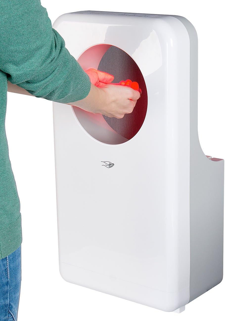 Sichler Haushaltsgeräte Hand-Trocknergeräte: 2er-Set vollautomatischer Profi-Händetrockner mit LED-B