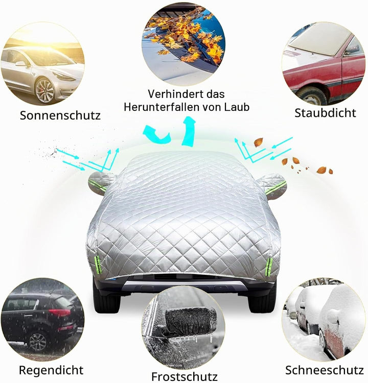 Autoabdeckung, 520x240cm Halbgaragenabdeckung Hagelschutz Auto Hageldecke für Autos Frontscheibenabd