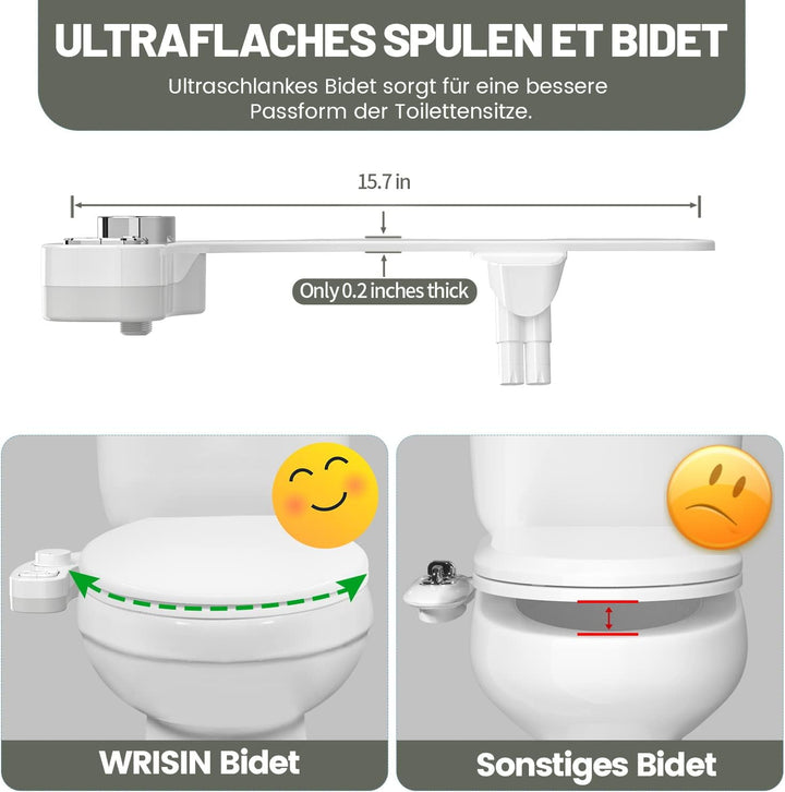 WRISIN Bidet WC Bidet Japanisches Bidet-Sprühgerät Bidet, WC-Sitz, mit einziehbaren Doppeldüsen, sel