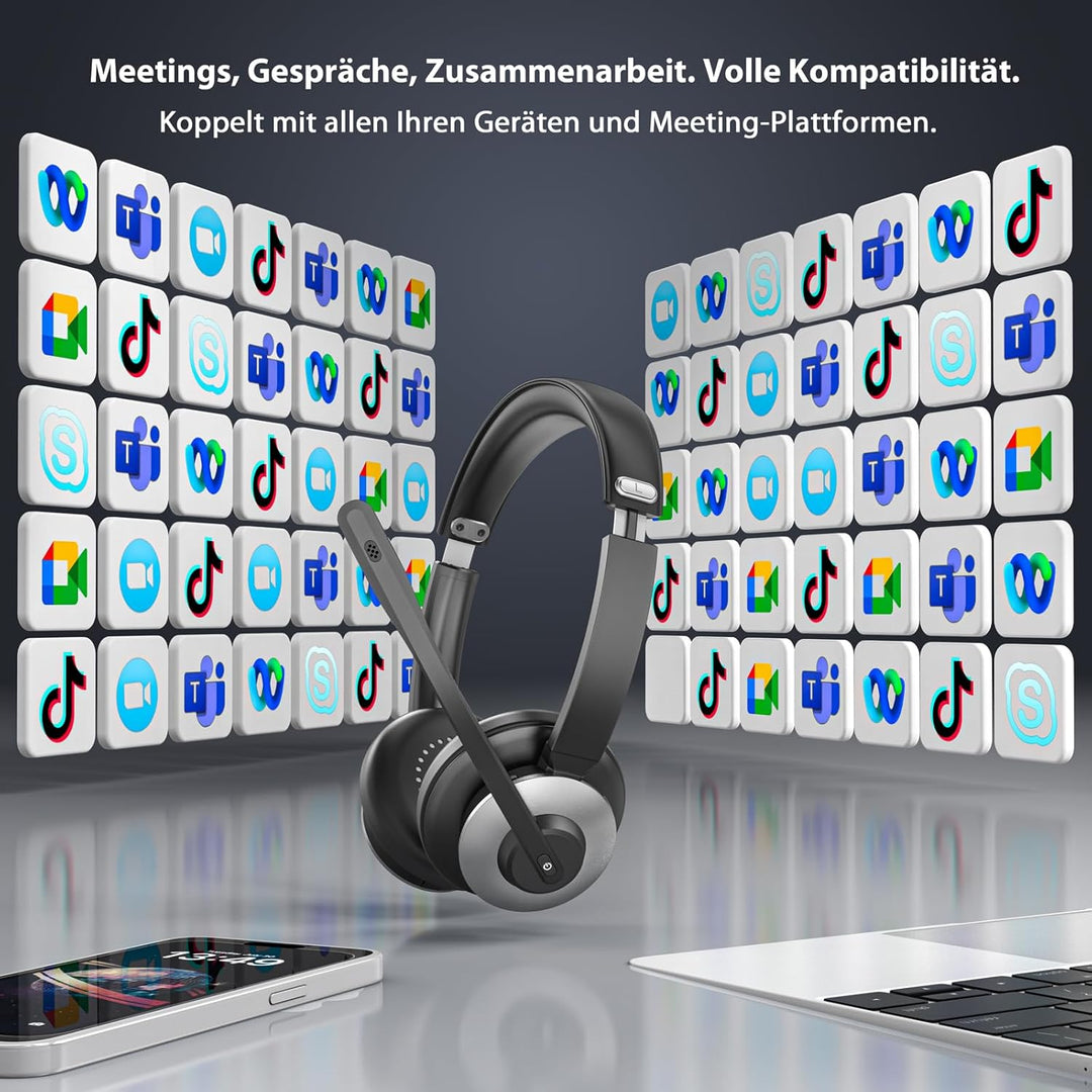 Earbay Kopfhörer Kabellos Bluetooth & Headset mit Mikrofon, Bluetooth V6.0 Headset mit Mikrofon und
