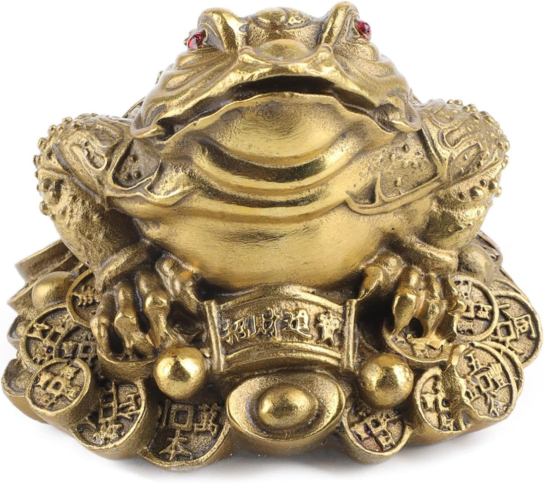 Zerodis Chinesische Feng Shui Frösche Messing Goldene Kröten Dreibeinige Statue Geldfrösche Reichtum