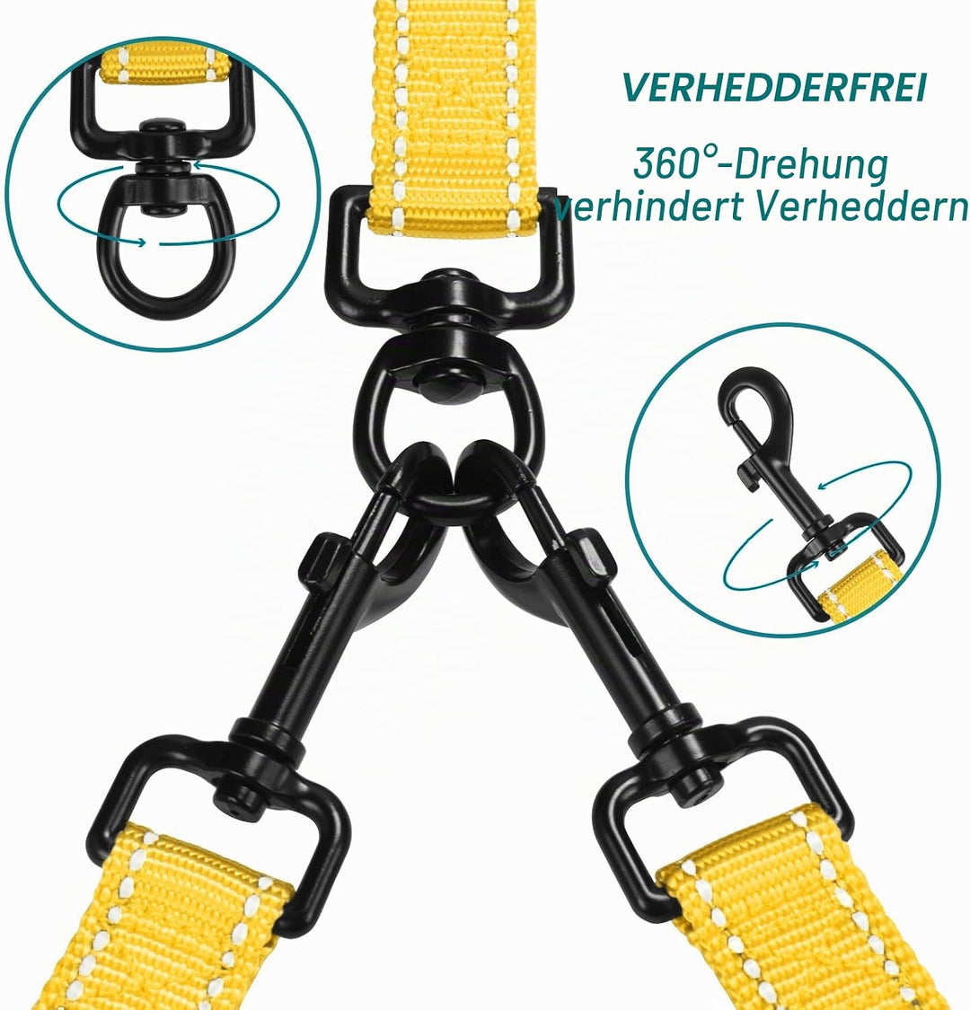 PetBonus Hundeleine Doppelleine für 2 Hunde, Keine Verwicklung Leine für 2 Hunde Gross, Verstellbar