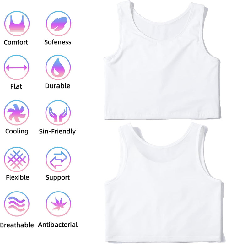 XUJI Binder Transgender FTM Atmungsaktiver Brust Binder S Weiss, S Weiss