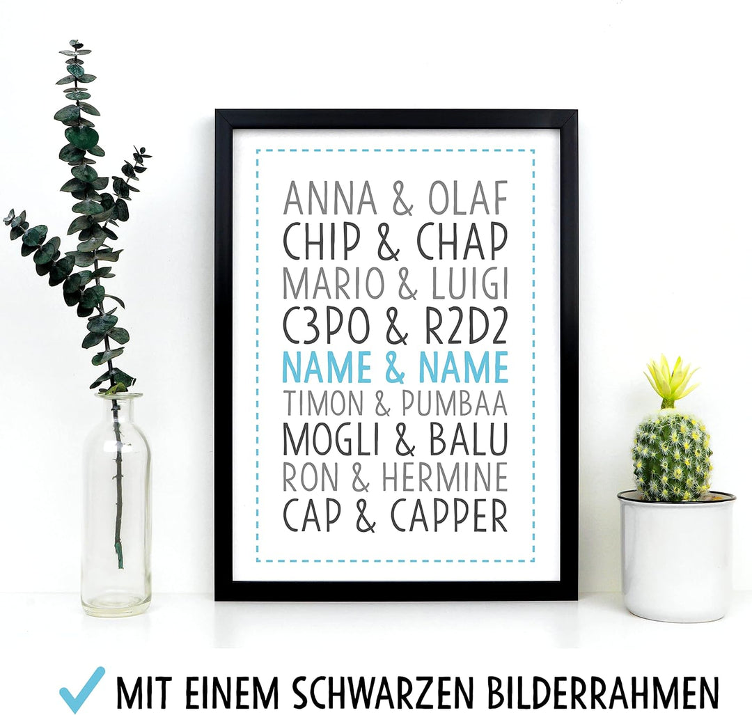 OWLBOOK DU & ICH Beste Freunde Kinderbild Bild im Holz-Rahmen A3 Geschenke Geschenkideen für die bes