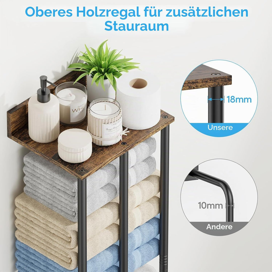 Handtuchhalter Wand Rustikal, Grosse Kapazität Badezimmer Organizer für gerollte Handtücher & Handtu