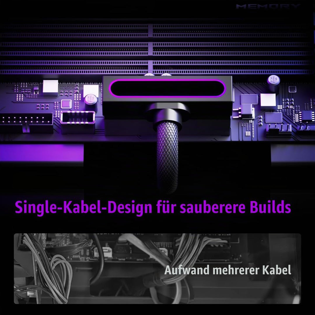 PSU 24Pin Verlängerungskabel,5V 3Pin ARGB SYNC für PC Stromversorgungskabel,18AWG 24Pin ATX für Kabe
