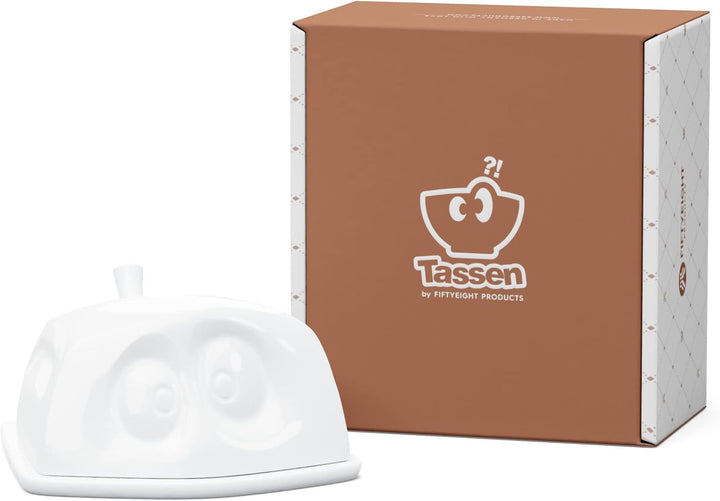 FIFTYEIGHT PRODUCTS / Butterdose „Versteckt“, (Porzellan, L: 15,5 cm B: 13 cm, H: 6,5 cm, Gewicht: 7