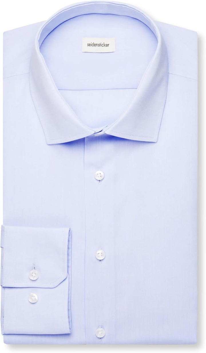 Seidensticker Herren Slim Fit Bügelfrei Business Kent Langarm Businesshemd 36 Blau (Chambray Hellbla