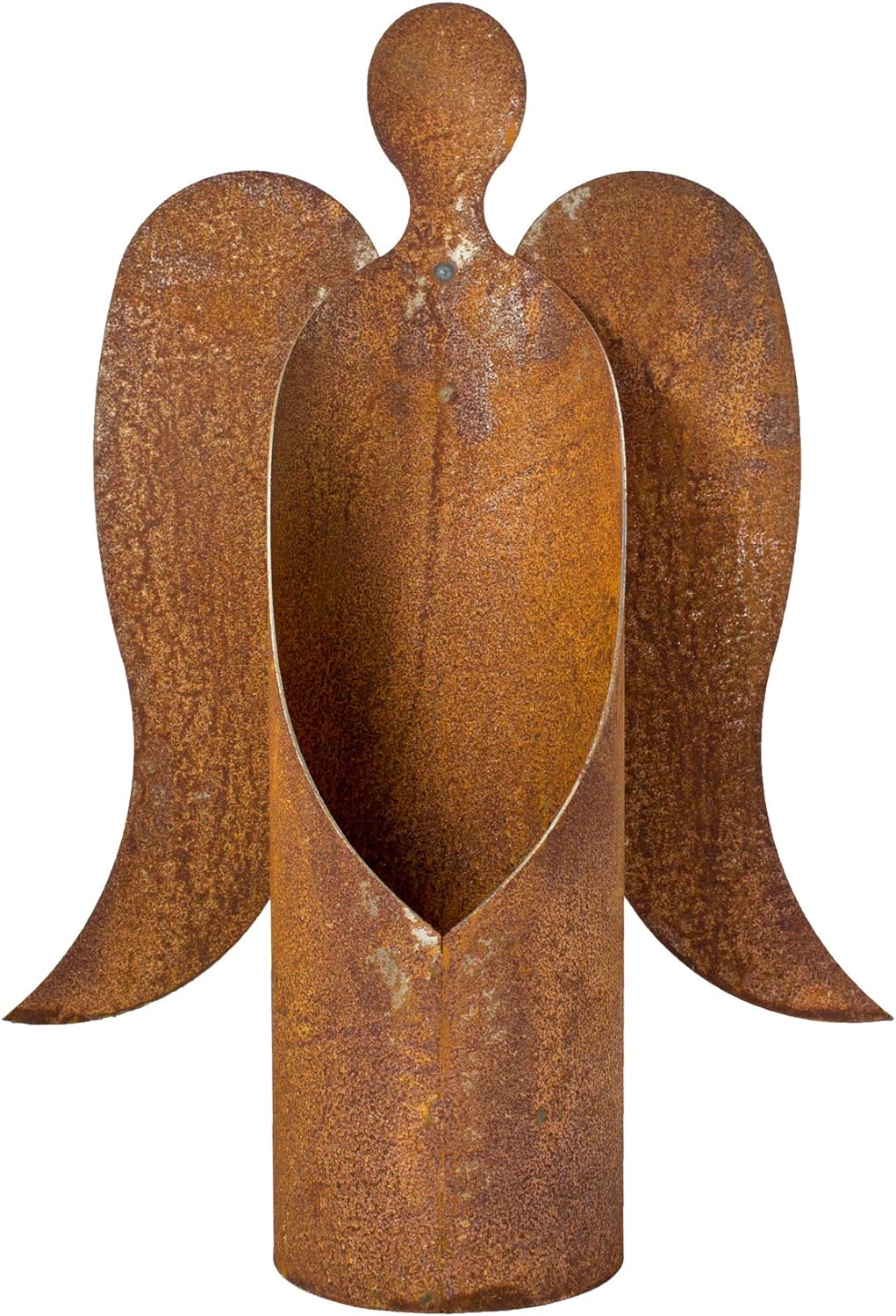 Metall Engel Rost mit Flügeln Edelrost Weihnachtsengel Kerzenhalter Windlicht Pflanzschale Grabdeko