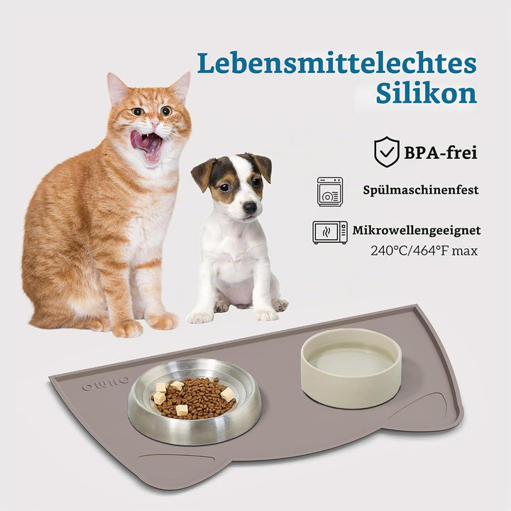 OHMO Napfunterlage für Kleine Hunde und Katze, Unterlage für Katzennapf, rutschfeste Futterunterlage
