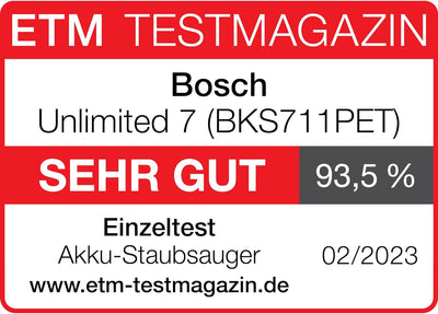 Bosch Akku-Staubsauger Unlimited 7 ProAnimal BKS711PET, kabelloser Tierhaar-Staubsauger, beutellos,