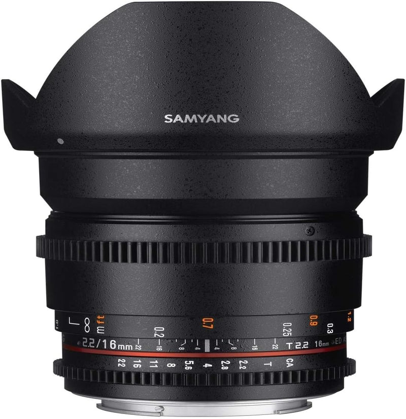 SAMYANG 13016T2.2N T2.2 VDLSR ED UMC CS II Objektiv für Anschluss Nikon (16mm), für Anschluss Nikon