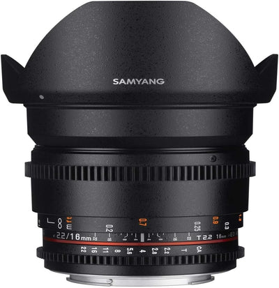 SAMYANG 13016T2.2F T2.2 VDLSR ED UMC CS II Objektiv für Anschluss Fuji X (16mm), für Anschluss Fuji