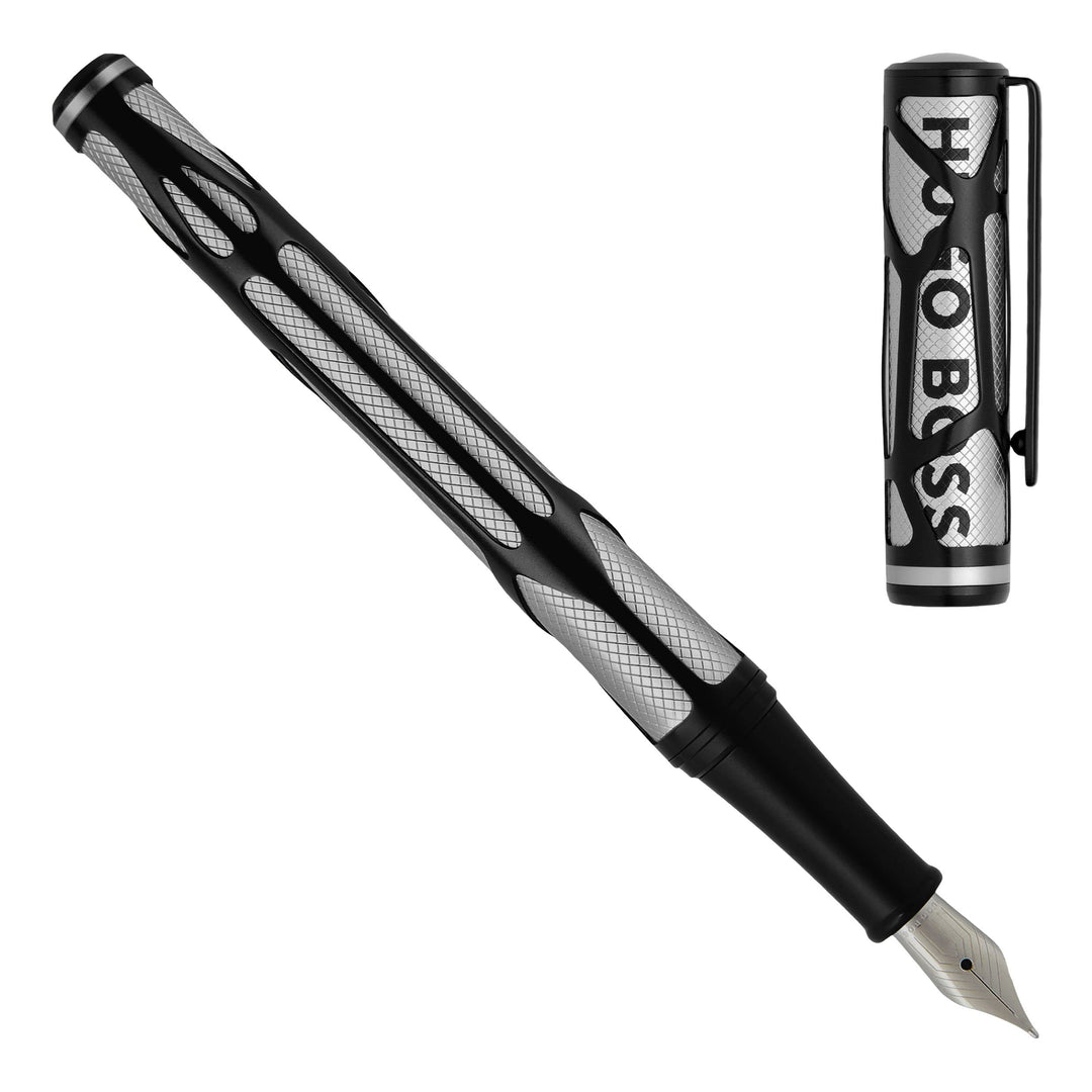 Hugo Boss Craft Füllfederhalter aus Messing in der Farbe Chrome, Länge: 14,7cm, Federstärke: M, HSS3