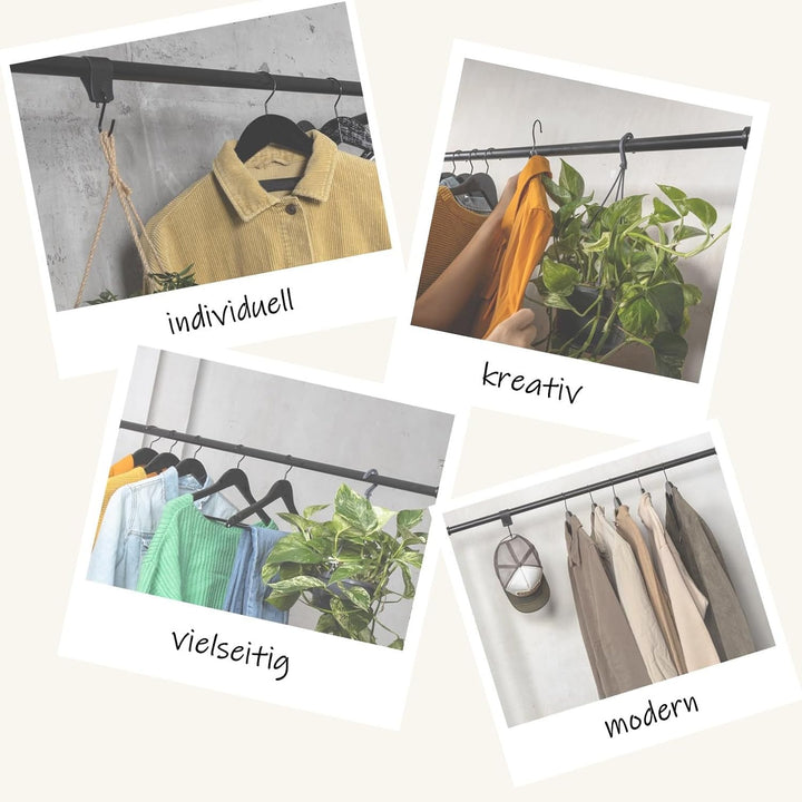 RSR Hangers Kleiderstange Garderobe Industrie Design für Ecke Wand Decke L-Form | Breite 100 cm x Hö