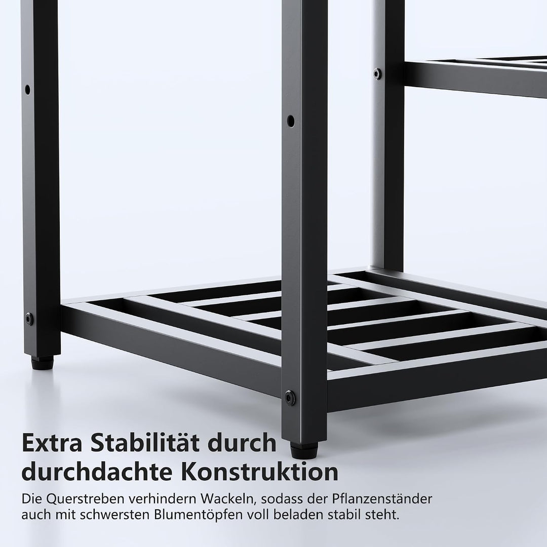 Pflanzenständer Indoor Outdoor,10 Etagen Metall Blumenständer,127 cm hoch rostfest Blumenhocker,schw