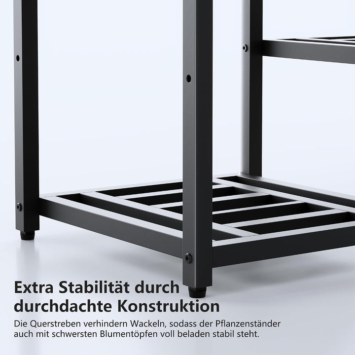Pflanzenständer Indoor Outdoor,10 Etagen Metall Blumenständer,127 cm hoch rostfest Blumenhocker,schw
