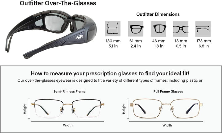 Global Vision Outfitter Motorcycle Glasses (Black Frame/Clear-Smoke Lens)