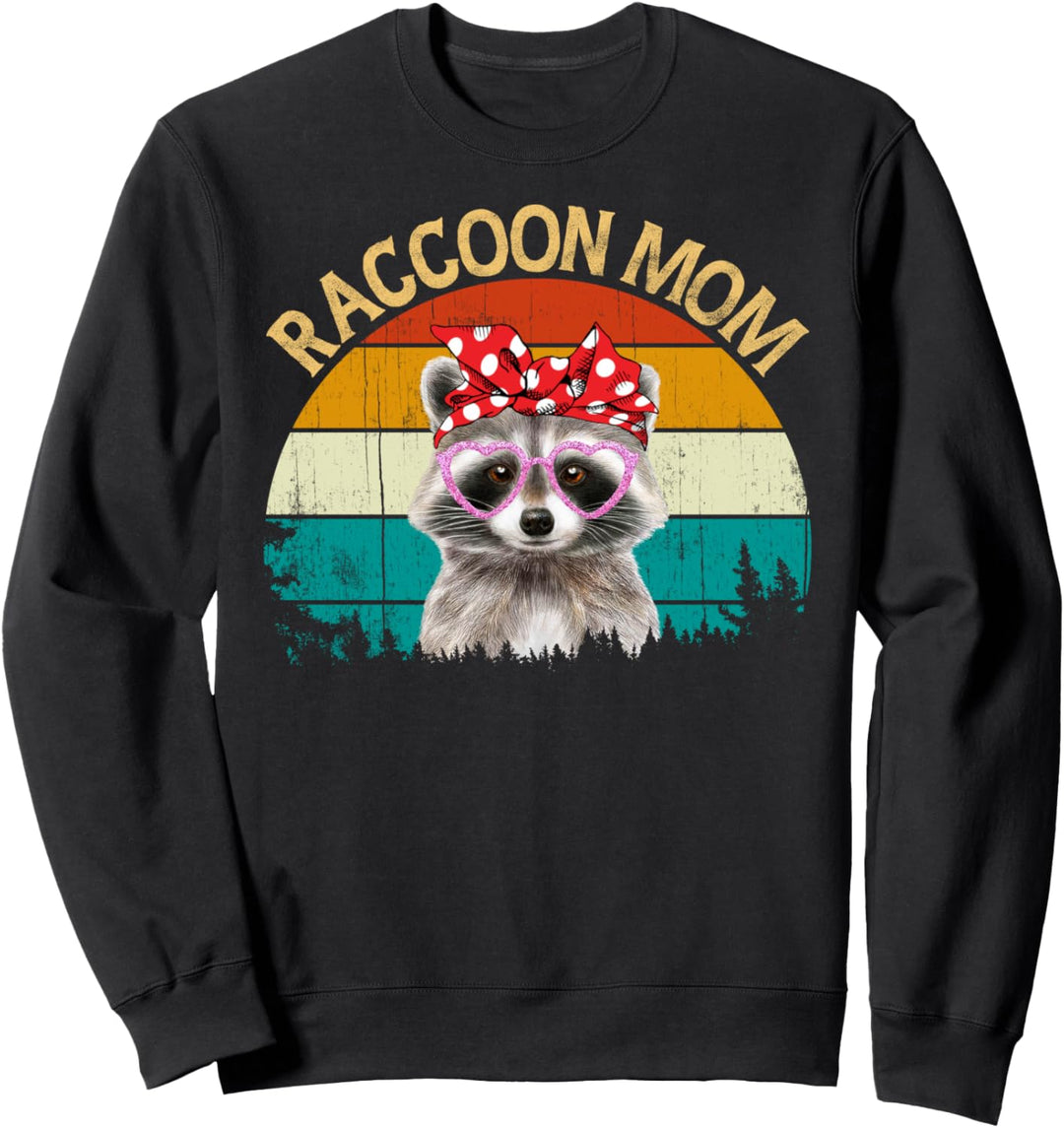 Vintage Retro Style wildlife Animal Common Raccoon Mom Sweatshirt