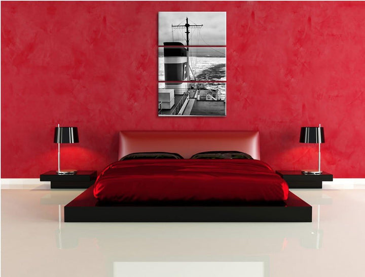 Pixxprint riesiges Schiff in Eisdecke 3Teiler 120x80 cm Leinwandbild Wandbild Kunstdruck