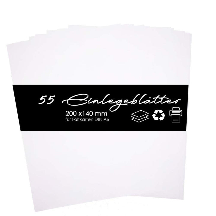 Paper24 50 Einleger, Einlegeblätter 115g in Weiss passend für Faltkarten DIN A6 für Einladungen, Hoc