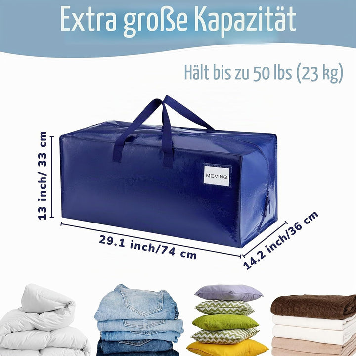 VENO 6-er Pack extra grosse Umzugstaschen mit Rucksackgurten, Umzugshelfer, Starke Griffe und Reissv