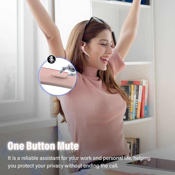 Bluetooth Headset V5.3, Wireless Freisprech Telefon mit CVC 8.0/ENC Dual Mic, APTX, Mute Zwei-Geräte