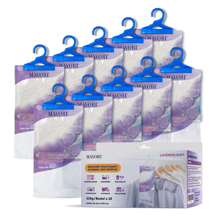 10er Set Luftentfeuchter zum Aufhängen I Luftentfeuchter Beutel I Entfeuchter Schrank und Feuchtigke