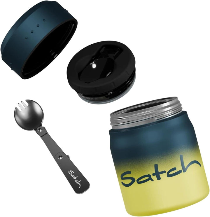 Satch Thermo Lunchbox 500ml, auslaufsicher, isoliert, mit Gabel-Löffelkombination Blue Graffiti - Ge