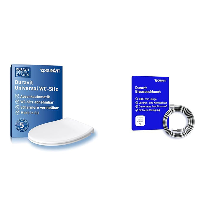 Duravit Universal Toilettendeckel mit Absenkautomatik, WC Sitz Quick Release & Universal Brauseschla