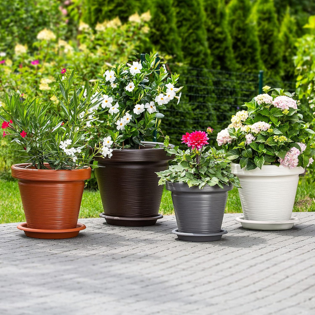 KADAX Blumentopf aus Kunststoff, 4 Farben, Pflanzkübel mit Untersetzer, Pflanztöpfe, Pflanzentopf mi