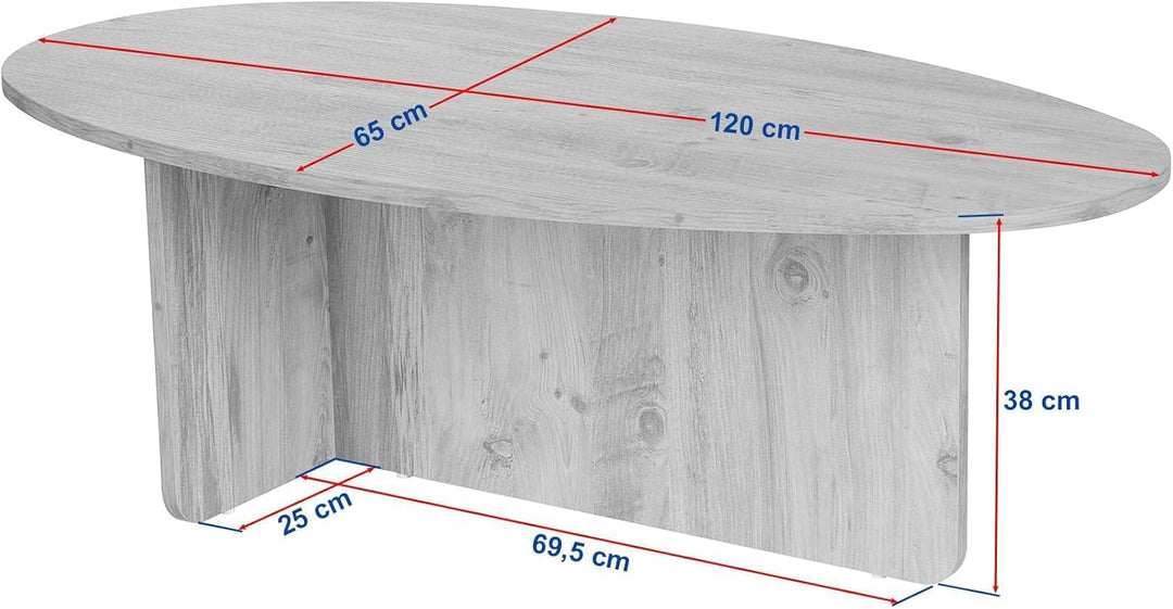 Stilvoller Couchtisch, Travertine-Farbe, 120 x 40 x 65 cm | 100% melaminbeschichtete Spanplatte, 18
