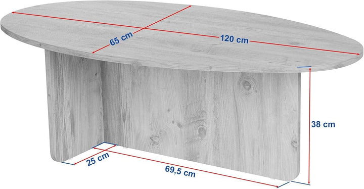 Stilvoller Couchtisch, Travertine-Farbe, 120 x 40 x 65 cm | 100% melaminbeschichtete Spanplatte, 18