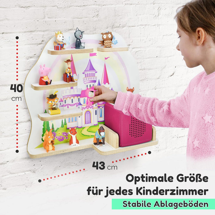 stadtecken Holzregal für Musikbox I passend für die Toniebox und ca. 35 Tonies I Perfekte Aufbewahru