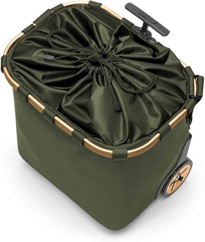 reisenthel carrycruiser Forest Gold – Tragbarer Einkaufstrolley mit stabilem Aluminiumrahmen, Schult