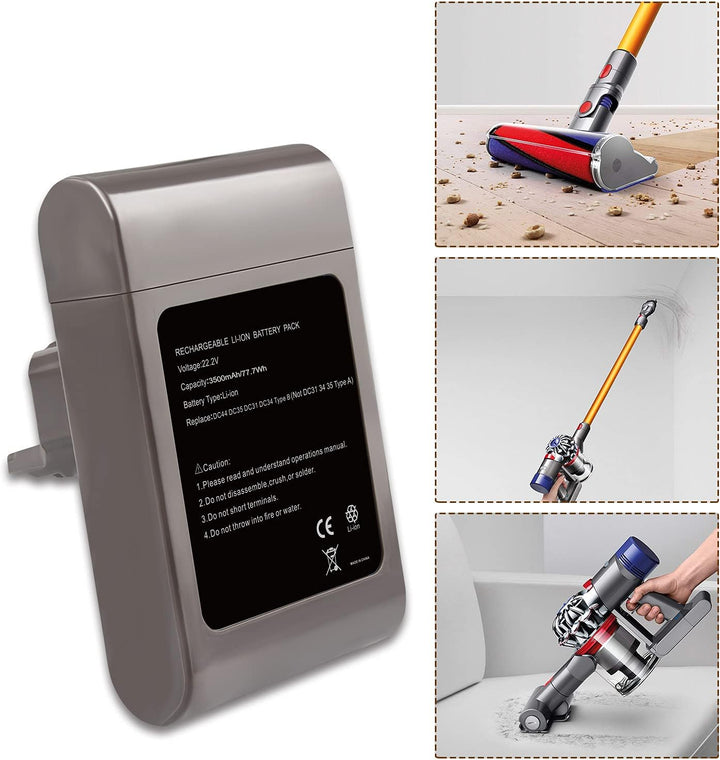 LabTEC 22.2V Lithium Batterie Ersatz für Dyson, 3500mAh DC34 Type B Akku DC35 Type B, DC44 Tier, DC4