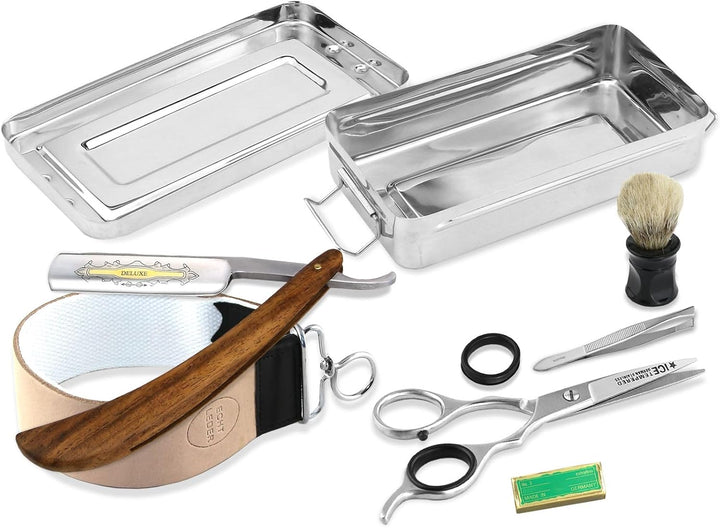 Rasiermesser Set 7 Teilig Komplett Rasier Set mit Paste aus Solingen in einer Rasier Box zur Idealen